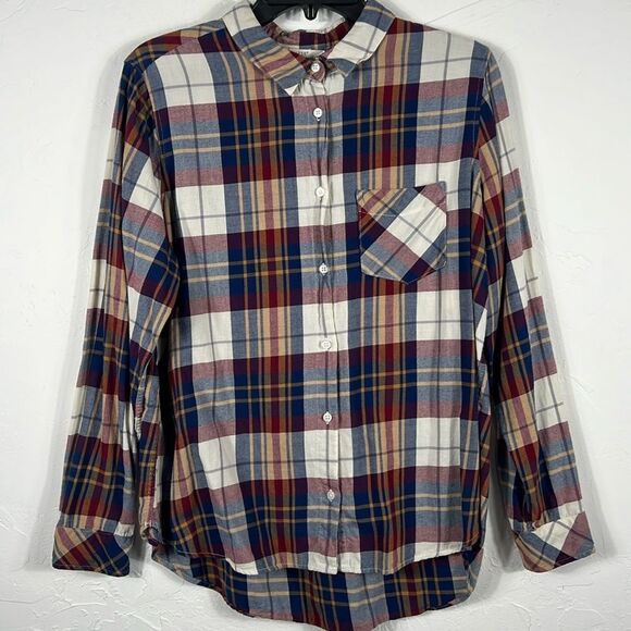🔥 H&M L.O.G.G. Flannel LS Button Down Shirt Women Size 12 - PERFECT Condition - Picture 1 of 7